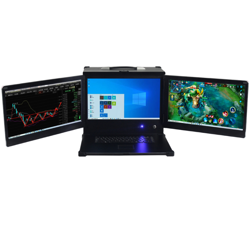 Ruggedized trifold computer offers three 18.5 1920 x 1080 resolution LCD displays 