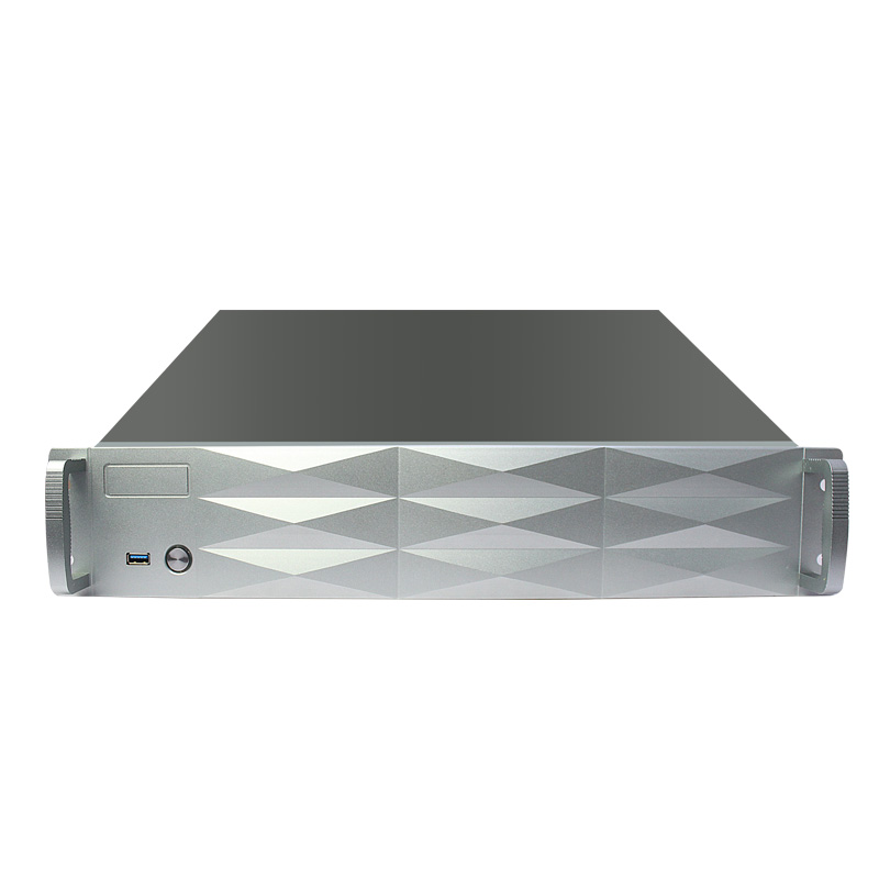 工控服务器机箱高档铝面板4个硬盘位1U2U电源超短KTV录播2U机箱