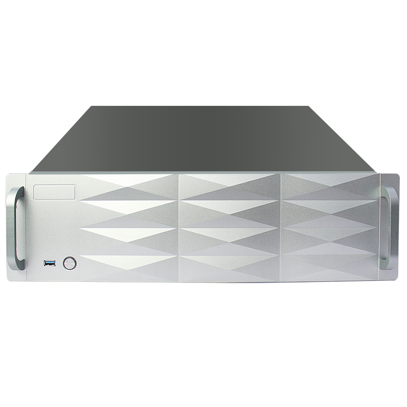 3U服务器机箱铝面板紧凑40CM深ATX电源位监控硬盘录像工控机箱