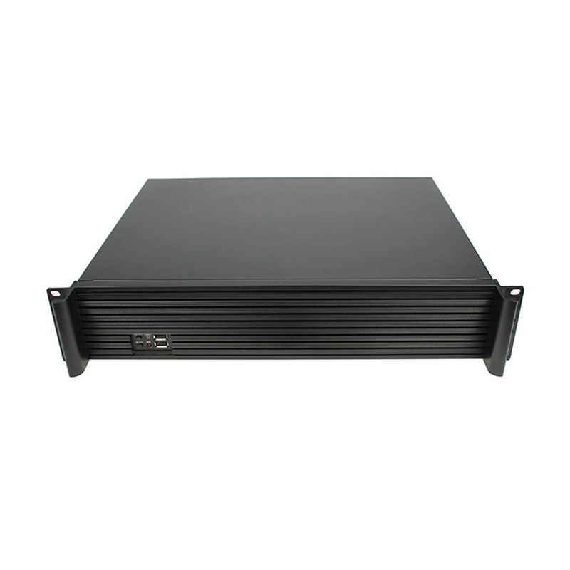 标准2u工控机箱短350MM深铝面板19英寸机架式ATX主板1U专用电源工控卧式2u服务器机箱 黑色