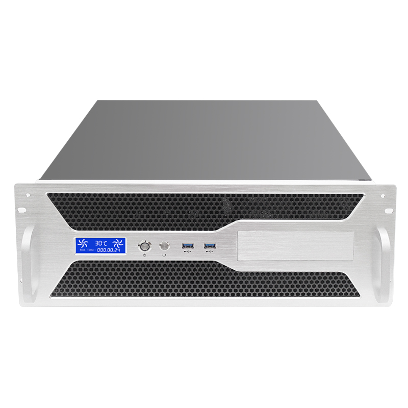4U 19inch Rackmount case with LCD  4U server chassis with aluminum pane  support 7 PCI-E card