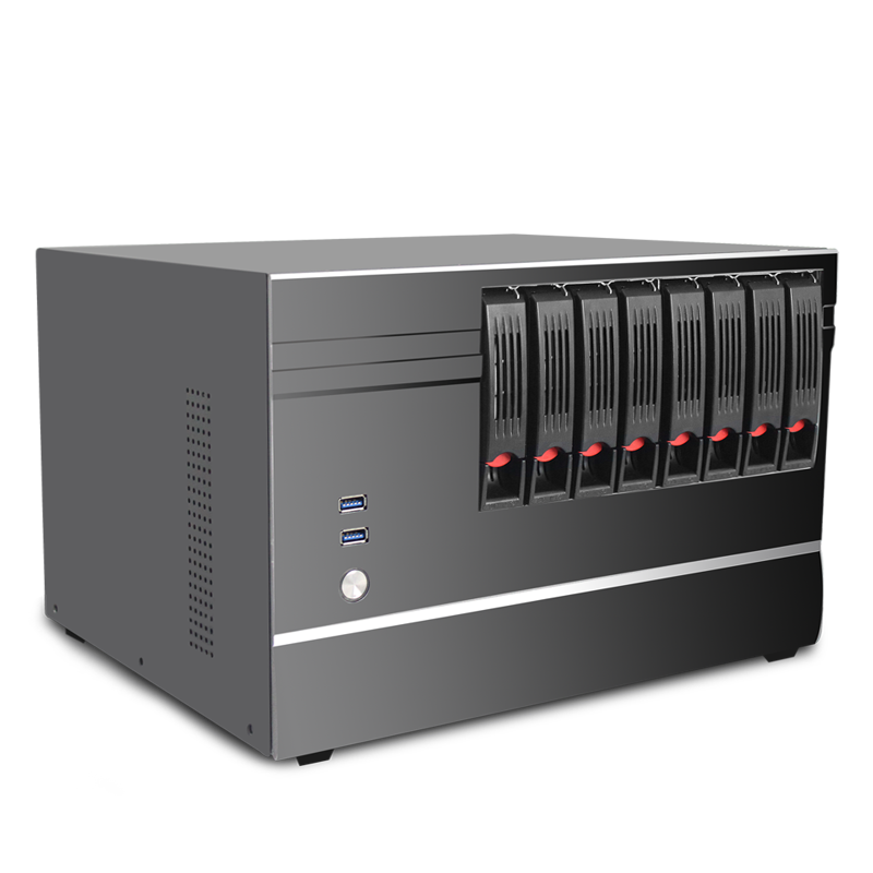 8盘位家用NAS机箱MATX主板全高显卡多热插拔硬盘企业存储服务器